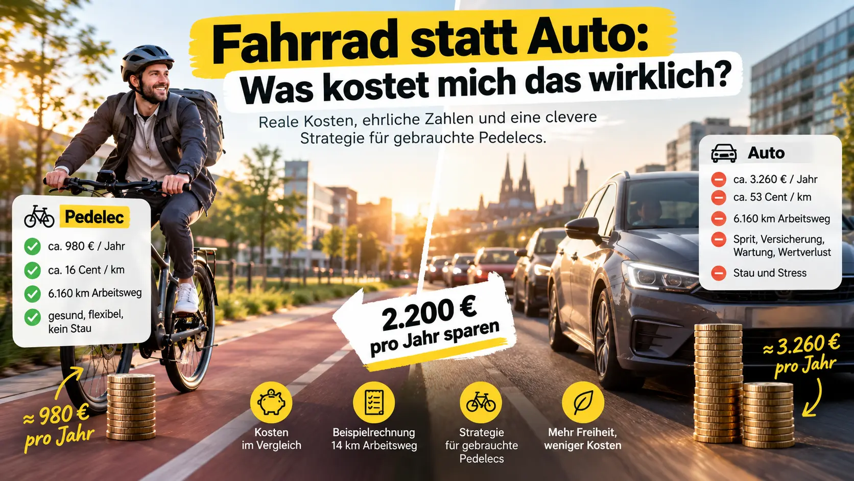 Echter Kostenvergleich Fahrrad - Auto
